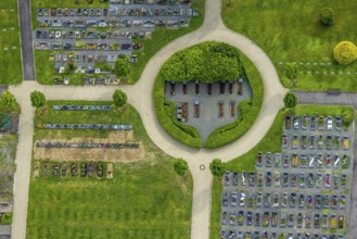 Aerial view, cemetery with circular route, parish of Wenden, Wenden, Sauerland, North