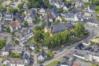Aerial view, catholic church St. Severin, Wenden, Sauerland, North Rhine-Westphalia, Germany, place
