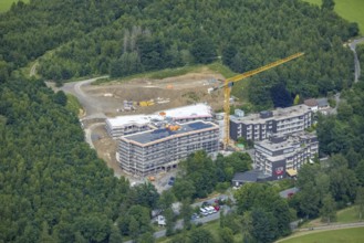 Aerial view, construction site St. Josefsheim, new construction Caritas Centre Wenden, Wenden,