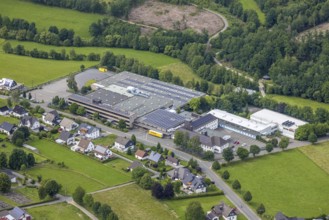 Aerial view, company premises Berker GmbH, Ottfingen, Wenden, Sauerland, North Rhine-Westphalia,