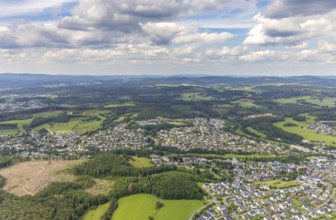 Aerial view, local view Wenden, Sauerland, North Rhine-Westphalia, Germany, DE, Europe, distant