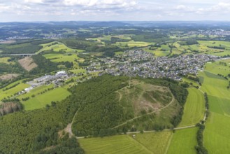 Aerial view, Löhkopf forest area with forest damage, Ottfingen, Wenden, Sauerland, North