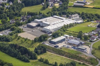 Aerial view, commercial area Hillmicker Straße, EMG Automation GmbH, Gerlingen, Hillmicke, Wenden,