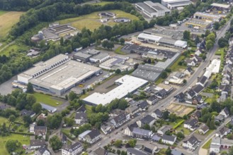 Aerial view, sewage treatment plant Wenden, industrial estate Auf dem Ohl, Gerlingen, Wenden,