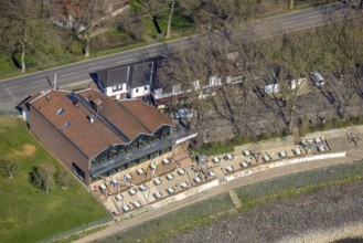Aerial view, Restaurant Zur Arche an der Rheinpromenade, Görsicker, Voerde, Ruhr area, Lower Rhine,