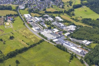 Aerial view, commercial area Siegener Straße, Ludger Clemens Landwirtschaftsbetrieb Reiterhof,