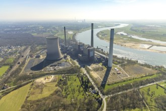 Aerial view, STEAG power plant Voerde, Möllen, Voerde, Ruhr area, Lower Rhine, North