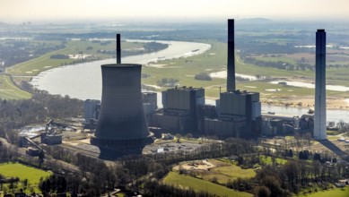 Aerial view, STEAG power plant Voerde, Möllen, Voerde, Ruhr area, Lower Rhine, North