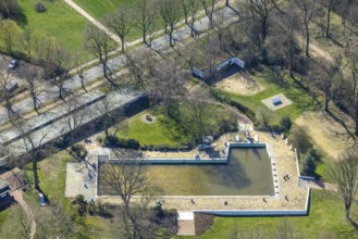Aerial view, Hermann-Breymann-Bad, Voerde, Ruhr area, Lower Rhine, North Rhine-Westphalia, Germany,