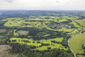 Aerial view, Golfclub Siegen-Olpe, Dörnscheid, Wenden, Sauerland, North Rhine-Westphalia, Germany,