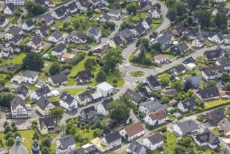 Aerial view, residential area at Wendener Straße roundabout, Siegener Straße, Hünsborn, Wenden,