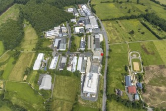 Aerial view, commercial area Siegener Straße, Ludger Clemens Landwirtschaftsbetrieb Reiterhof,