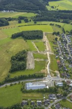Aerial view, construction site, new development area An der Wahre, for residential buildings,