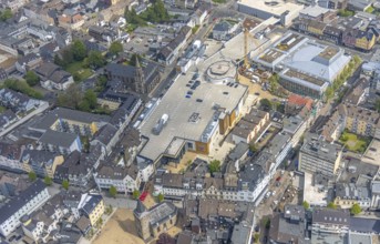 Aerial view, construction site at Forum Niederberg, cultural and event centre, StadtGalerie