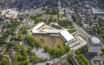Aerial photo, Kastanienallee primary school, BKS high-rise building, Velbert, Ruhr area, North