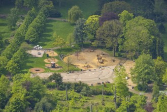 Aerial view, playground Herminghauspark, Velbert, Ruhr area, North Rhine-Westphalia, Germany, DE,
