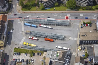 Aerial view, bus station, Velbert, Ruhr area, North Rhine-Westphalia, Germany, DE, Europe, aerial