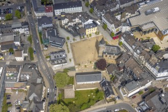 Aerial view, Old Church Velbert at the market place, Velbert, Ruhr area, North Rhine-Westphalia,