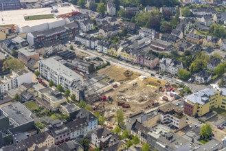 Aerial view, construction site Offerstraße, Friedrichstraße, Grünstraße, Velbert, Ruhr area, North