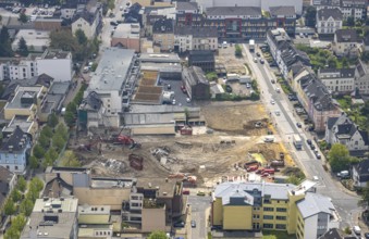 Aerial view, construction site Offerstraße, Friedrichstraße, Grünstraße, Velbert, Ruhr area, North