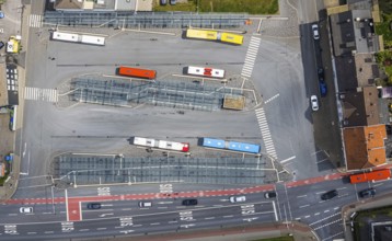 Aerial view, bus station, Velbert, Ruhr area, North Rhine-Westphalia, Germany, DE, Europe, aerial