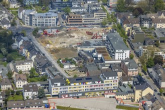 Aerial view, construction site Offerstraße, Friedrichstraße, Grünstraße, Velbert, Ruhr area, North