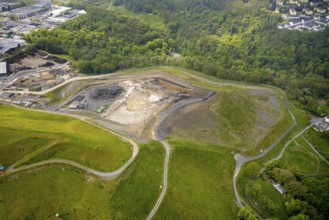 Aerial view, Plöger quarry at Zechenweg, Velbert, Ruhr area, North Rhine-Westphalia, Germany, DE,