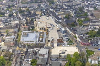 Aerial view, construction site at Forum Niederberg, cultural and event centre, StadtGalerie