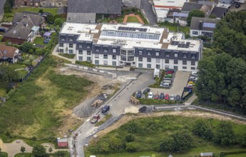 Aerial view, construction site at the nursing home complex Haus am Hellweg, Hemmerde, Unna, Ruhr