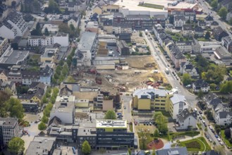 Aerial view, construction site Offerstraße, Friedrichstraße, Grünstraße, Velbert, Ruhr area, North