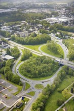 Aerial view, motorway junction Velbert of the A535, Velbert, Ruhr area, North Rhine-Westphalia,