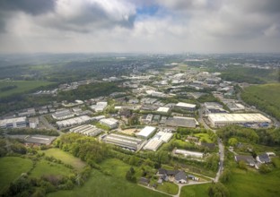 Aerial view, commercial area Stahlstraße Siemensstraße, Velbert, Ruhr area, North Rhine-Westphalia,