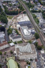 Aerial view, construction site and new building shopping centre, former site Mühle Bremme, town