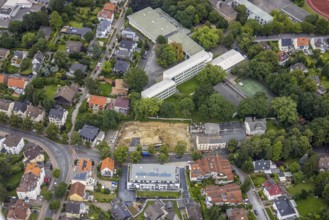 Aerial view, Peter-Weiss-Gesamtschule, construction site at Kessebürener Weg, Unna, Ruhr area,