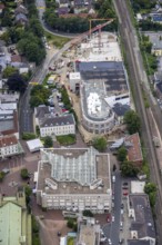 Aerial view, construction site and new building shopping centre, former site Mühle Bremme, town