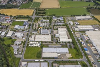 Aerial view, company building PVS / Westfalen-Süd rkV medical billing, Stadtwerke Unna, commercial
