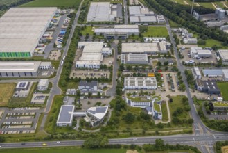 Aerial view, company building PVS / Westfalen-Süd rkV medical billing, Stadtwerke Unna, commercial