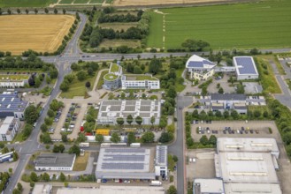 Aerial view, company building PVS / Westfalen-Süd rkV medical billing, Stadtwerke Unna, commercial