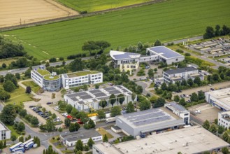 Aerial view, company building PVS / Westfalen-Süd rkV medical billing, Stadtwerke Unna, Ülzen,