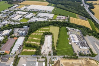 Aerial view, industrial park Unna, Brillux Industrielack, construction site Otto-cock-Straße 6,