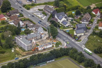 Aerial view, construction site and new building Kamener Straße corner An der Stadtgrenze, Afferde,