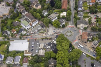 Aerial view, roundabout and construction site at Viktoriastraße corner Friedrich-Ebert-Straße,