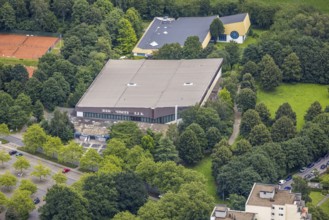 Aerial view, ice rink Unna, swimming rink Unna, Königsborn, Unna, Ruhr area, North