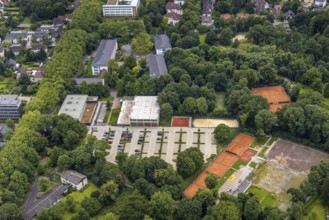 Aerial view, spa garden, Königsborn, Unna, Ruhr area, North Rhine-Westphalia, Germany, DE, Europe,