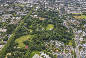 Aerial view, spa gardens, tent Circus Travados, Königsborn, Unna, Ruhr area, North