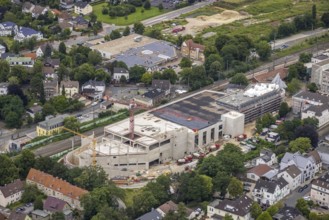 Aerial view, construction site and new building shopping centre, formerly Mühle Bremme site, Unna,