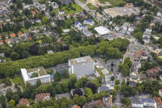 Aerial view, district administration and district house Unna, roundabout and construction site