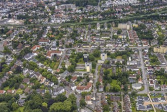 Aerial view, Wonhsiedlung Hansastraße, Glückaufstraße, Unna, Ruhr area, North Rhine-Westphalia,