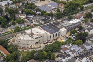 Aerial view, construction site and new building shopping centre, formerly Mühle Bremme site, Unna,