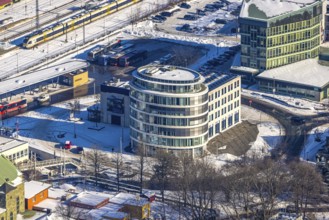 Aerial view, Unna railway station, Unna, Ruhr area, North Rhine-Westphalia, Germany, railway